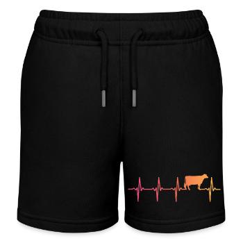 Kuh Sonnenuntergang Herzschlag Kuh Bauer - Kinder Organic Joggingshorts Mini Bolter von Stanley/Stella - Schwarz - Vorne