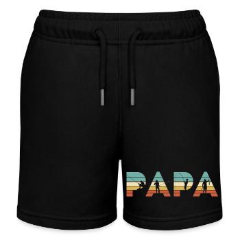 Papa Vintage Angel-Vater-Angler-Geschenk - Kinder Organic Joggingshorts Mini Bolter von Stanley/Stella - Schwarz - Vorne