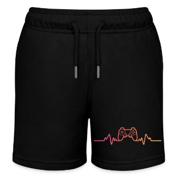 Gamer Sunset Heartbeat Gaming - Kinder Organic Joggingshorts Mini Bolter von Stanley/Stella - Schwarz - Vorne