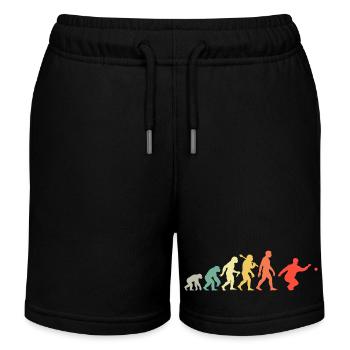 Boccia Und Petanque Spieler Evolution Retro Grafik - Kinder Organic Joggingshorts Mini Bolter von Stanley/Stella - Schwarz - Vorne