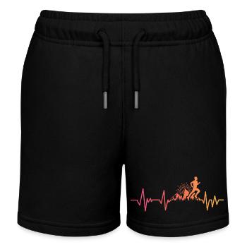 Trail running sunset heartbeat trailer - Kids Organic Sweat Shorts by Stanley/Stella - black - Front
