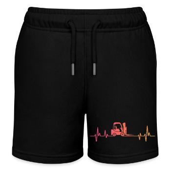 Sunset Heartbeat Forklift - Kids Organic Sweat Shorts by Stanley/Stella - black - Front