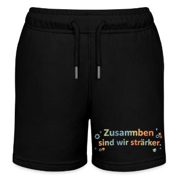 Zusammen Sind Wir Stärker Zusammenhalt T-Shirt - Kinder Organic Joggingshorts Mini Bolter von Stanley/Stella - Schwarz - Vorne