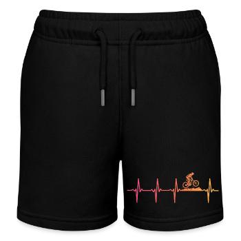 Mountain Bike Sunset Heartbeat MTB - Kids Organic Sweat Shorts by Stanley/Stella - black - Front