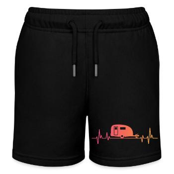 Sunset Heartbeat camper travel caravan - Kids Organic Sweat Shorts by Stanley/Stella - black - Front