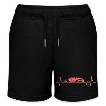 Sunset Construction Vehicle Motor Grader - Kids Organic Sweat Shorts by Stanley/Stella - black - Front