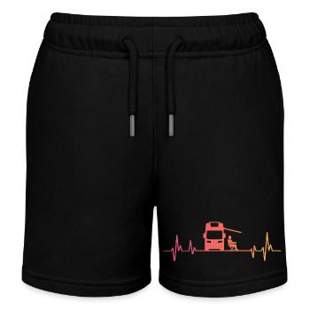 Sunset Camper Heartbeat Camper - Kids Organic Sweat Shorts by Stanley/Stella - black - Front
