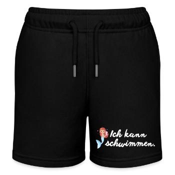 Ich kann schwimmen Meerjungfrau Cartoon - Kinder Organic Joggingshorts Mini Bolter von Stanley/Stella - Schwarz - Vorne