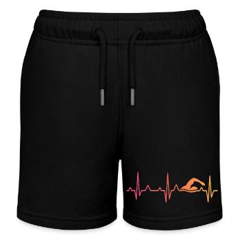 Swim Swim Sunset Heartbeat - Kids Organic Sweat Shorts by Stanley/Stella - black - Front