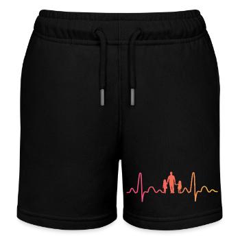 Père avec deux filles sunset battement de coeur   - Short de jogging enfant bio Stanley/Stella - noir - Devant