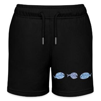 Scribblefisch Blau Muster Kulifisch - Kinder Organic Joggingshorts Mini Bolter von Stanley/Stella - Schwarz - Vorne