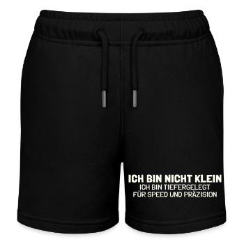 Nicht klein tiefergelegt Lustiger Spruch Tuning - Kinder Organic Joggingshorts Mini Bolter von Stanley/Stella - Schwarz - Vorne
