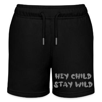 hey child stay wild - Kinder Organic Joggingshorts Mini Bolter von Stanley/Stella - Schwarz - Vorne