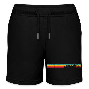 Retro Skyline Sunset Silhouette - Kids Organic Sweat Shorts by Stanley/Stella - black - Front