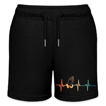 Battement de cœur mains prière - Short de jogging enfant bio Stanley/Stella - noir - Devant