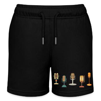 Vintage-Retro-Mikrofon - Kinder Organic Joggingshorts Mini Bolter von Stanley/Stella - Schwarz - Vorne