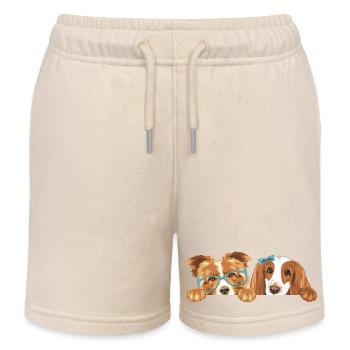 Peeking Border Collie Hund und Cocker Spaniel - Kinder Organic Joggingshorts Mini Bolter von Stanley/Stella - Natur - Vorne