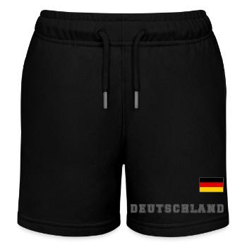 Deutschland Trikot Look mit Fahne Flagge auf Brust - Kinder Organic Joggingshorts Mini Bolter von Stanley/Stella - Schwarz - Vorne