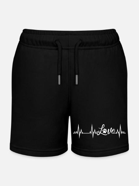 Herzschlag Hunde Pfoten Hund Katze Love Pfote - Kinder Organic Joggingshorts Mini Bolter von Stanley/Stella - Schwarz