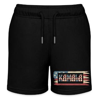 Kamala Harris présidente drapeau américain rétro - Short de jogging enfant bio Stanley/Stella - noir - Devant