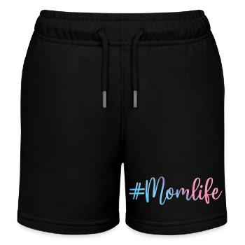 Hashtag Mom Life Mother's Day Gift Idea For Mommy - Kids Organic Sweat Shorts by Stanley/Stella - black - Front
