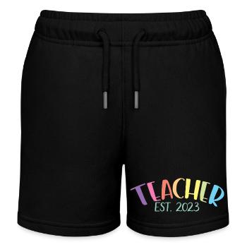 Enseignant Est. 2023 Diplôme d’enseignant Cadeau d’enseignant - Short de jogging enfant bio Stanley/Stella - noir - Devant