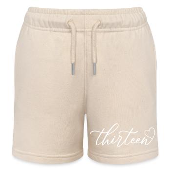 Cute 13th Birthday Gift 13 Years Old - Thirteen - Kids Organic Sweat Shorts by Stanley/Stella - soft Ecru - Front