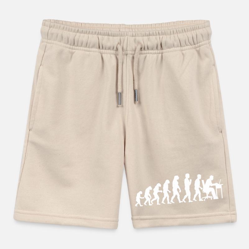 Evolution Computer Technician Nerd Programming Kids Organic Sweat Shorts by Stanley/Stella