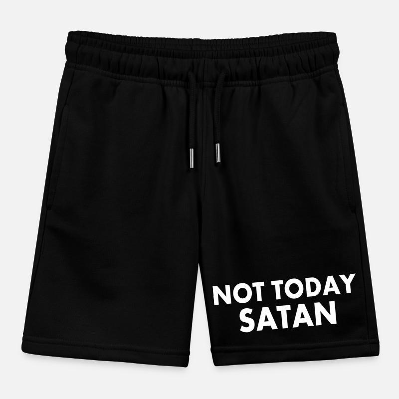 Not today satan Kids Organic Sweat Shorts by Stanley/Stella