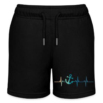 Battement de cœur ancre mer - Short de jogging enfant bio Stanley/Stella - noir - Devant