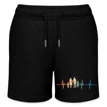 Family Heartbeat - Kids Organic Sweat Shorts by Stanley/Stella - black - Front