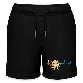 Herzschlag-Oktopus - Kinder Organic Joggingshorts Mini Bolter von Stanley/Stella - Schwarz - Vorne