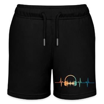 Heartbeat music headphones - Kids Organic Sweat Shorts by Stanley/Stella - black - Front