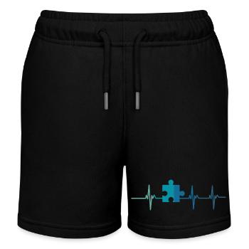 Battement de cœur puzzle autisme - Short de jogging enfant bio Stanley/Stella - noir - Devant