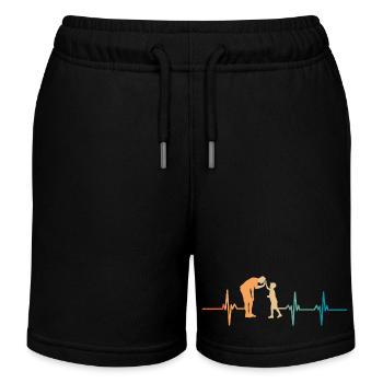 Father and Son Heartbeat - Kids Organic Sweat Shorts by Stanley/Stella - black - Front