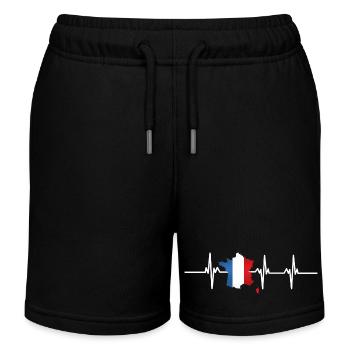 Heartbeat Frankreich - Kinder Organic Joggingshorts Mini Bolter von Stanley/Stella - Schwarz - Vorne