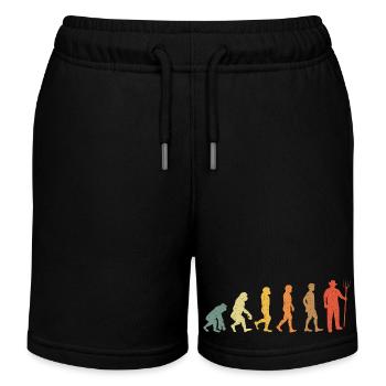 Farmer Evolution vintage retro - Kids Organic Sweat Shorts by Stanley/Stella - black - Front