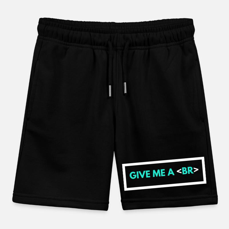 Coding Humor Funny Programmer Gift HTML Break Tag Kids Organic Sweat Shorts by Stanley/Stella