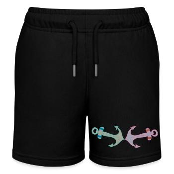 Anker Retro Vintage Ahoi Seefahrer maritim - Kinder Organic Joggingshorts Mini Bolter von Stanley/Stella - Schwarz - Vorne