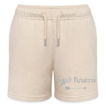 Super Silver Nanny - Nanny Gift - Kids Organic Sweat Shorts by Stanley/Stella - soft Ecru - Front