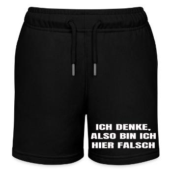 Lustiges T-Shirt "Ich denke, also bin ich falsch" - Kinder Organic Joggingshorts Mini Bolter von Stanley/Stella - Schwarz - Vorne