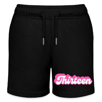 Dreizehn Geburtstag - 13. Geburtstag Retro Pink - Kinder Organic Joggingshorts Mini Bolter von Stanley/Stella - Schwarz - Vorne