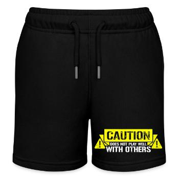 Caution Does Not Play Well With Others Warning - Kids Organic Sweat Shorts by Stanley/Stella - black - Front