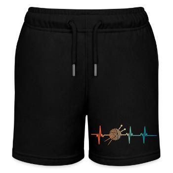 Knitted heartbeat - Kids Organic Sweat Shorts by Stanley/Stella - black - Front