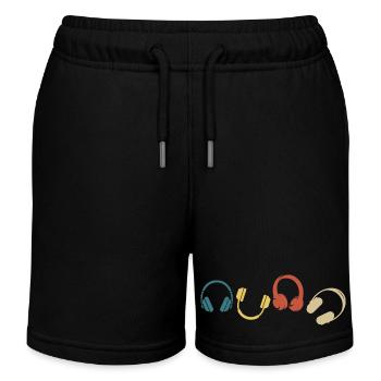 casque audio rétro vintage - Short de jogging enfant bio Stanley/Stella - noir - Devant