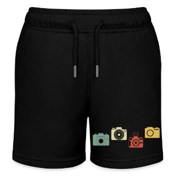Vintage-Retro-Kamera - Kinder Organic Joggingshorts Mini Bolter von Stanley/Stella - Schwarz - Vorne