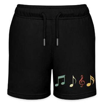 Vintage-Retro-Musiknote - Kinder Organic Joggingshorts Mini Bolter von Stanley/Stella - Schwarz - Vorne