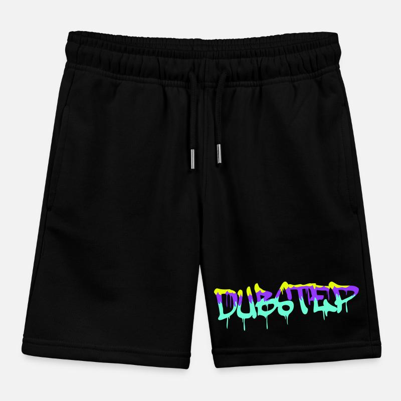 Dub Step Techno Music Party Drop Graffiti Text Kids Organic Sweat Shorts by Stanley/Stella