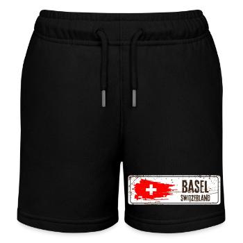 Basel Switzerland Flag - Kids Organic Sweat Shorts by Stanley/Stella - black - Front