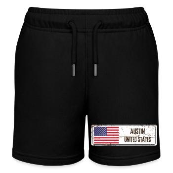 Austin Flagge der Vereinigten Staaten - Kinder Organic Joggingshorts Mini Bolter von Stanley/Stella - Schwarz - Vorne